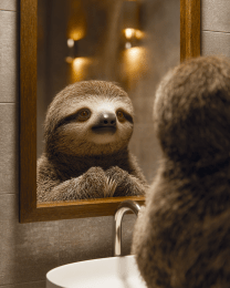 Sloth Looking in Mirror