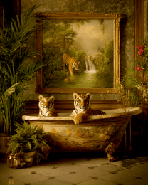 Tiger Cubs in Bathtub