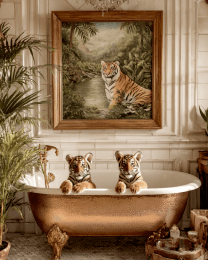 Tiger Cubs enjoying a Bath