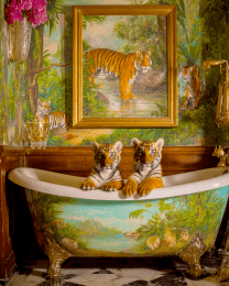 Tiger Cubs Having a Bath
