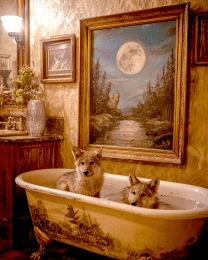 Wolf Cubs in a Bathtub