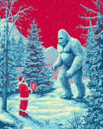 Bigfoot Santa Claus Pop Art