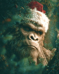 Bigfoot Santa Claus Hiding
