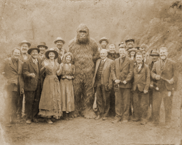 Antique Style Photo of Bigfoot in Family Reunion
