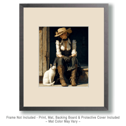 Cat Waiting with Cowgirl Art
