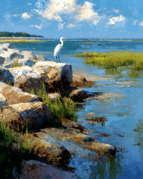 Lone Egret on Coast