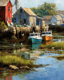 Boats Docked at Low Tide