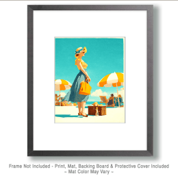 1950's Lady on Beach Art
