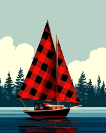 Sailboat with Buffalo Plaid Sails