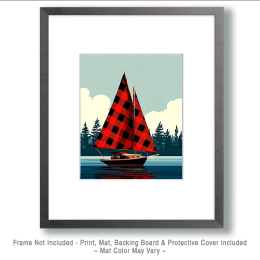 Sailboat with Buffalo Plaid SailsArt