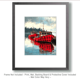 Buffalo Plaid Fishing Boats Art