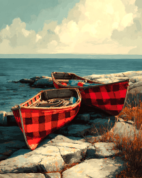 Buffalo Plaid Fishing Canoes