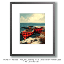 Buffalo Plaid Fishing Canoes Art