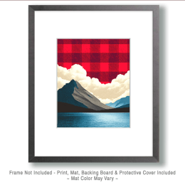 Buffalo Plaid Fishing Mountain Sky Art
