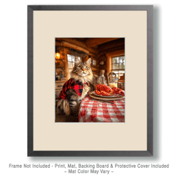Maine Coon Cat Having a Lobster Dinner Art