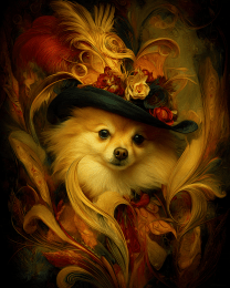 Pomeranian Wearing a Hat