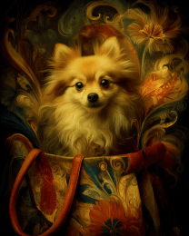 Pomeranian in a Handbag