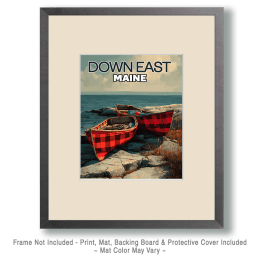 Down East Maine Buffalo Plaid Canoes Art