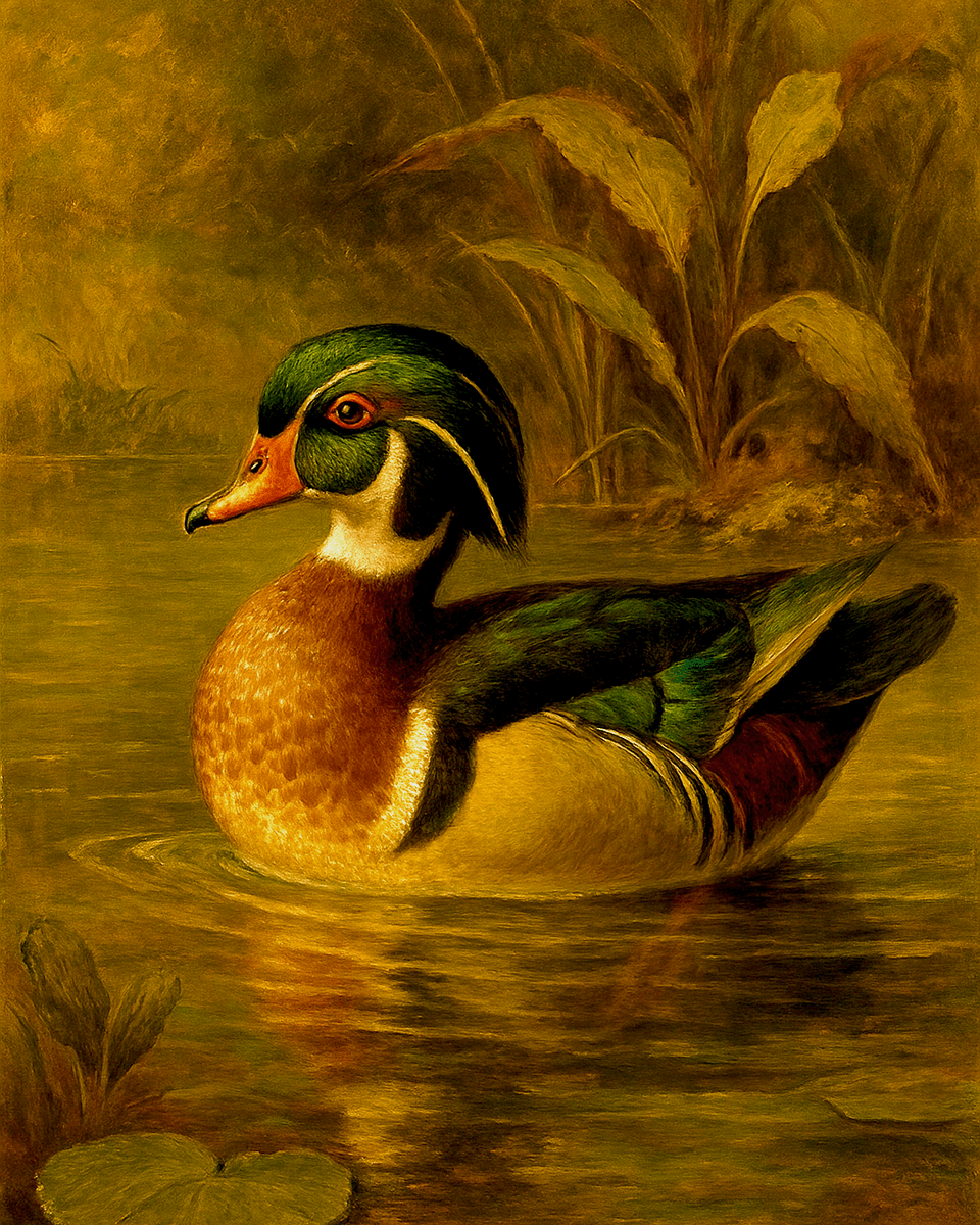 Vintage Wood Duck Painting
