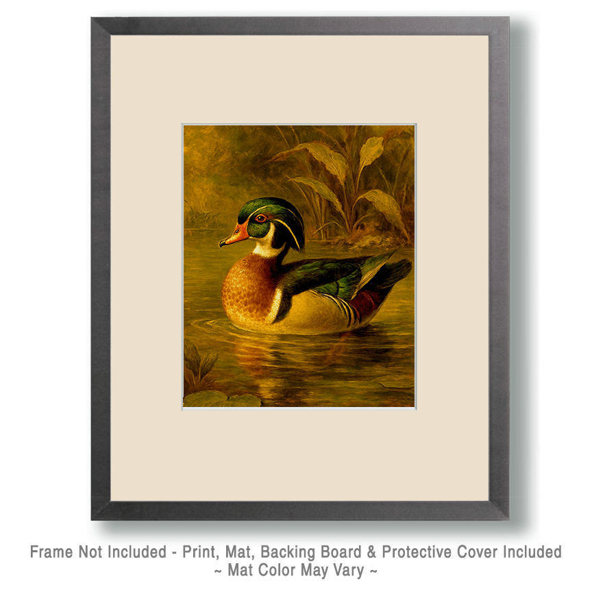 Vintage Wood Duck Painting Art