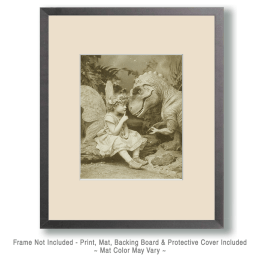 Young Fairy Telling Young T-Rex a Story Art