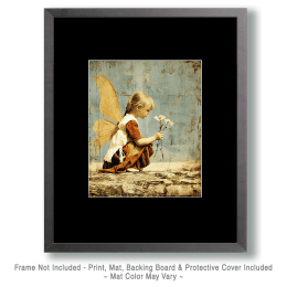 Vintage Young Fairy & Flowers Art
