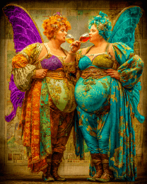Big Fairies Having Wine