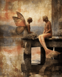 Fairy and Mermaid on a Dock