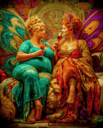 Big Fairies Sharing a Glass of Wine