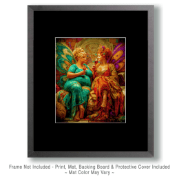 Big Fairies Sharing a Glass of Wine Art