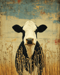 Vintage Cow in Field