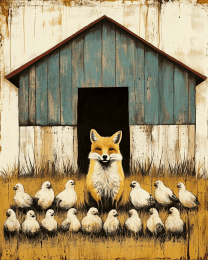Vintage Fox with Chickens