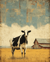 Vintage Cow and Barn