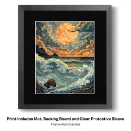 Art Nouveau Moon over Ocean art print
