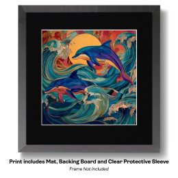 Art Nouveau Jumping Dolphins art print