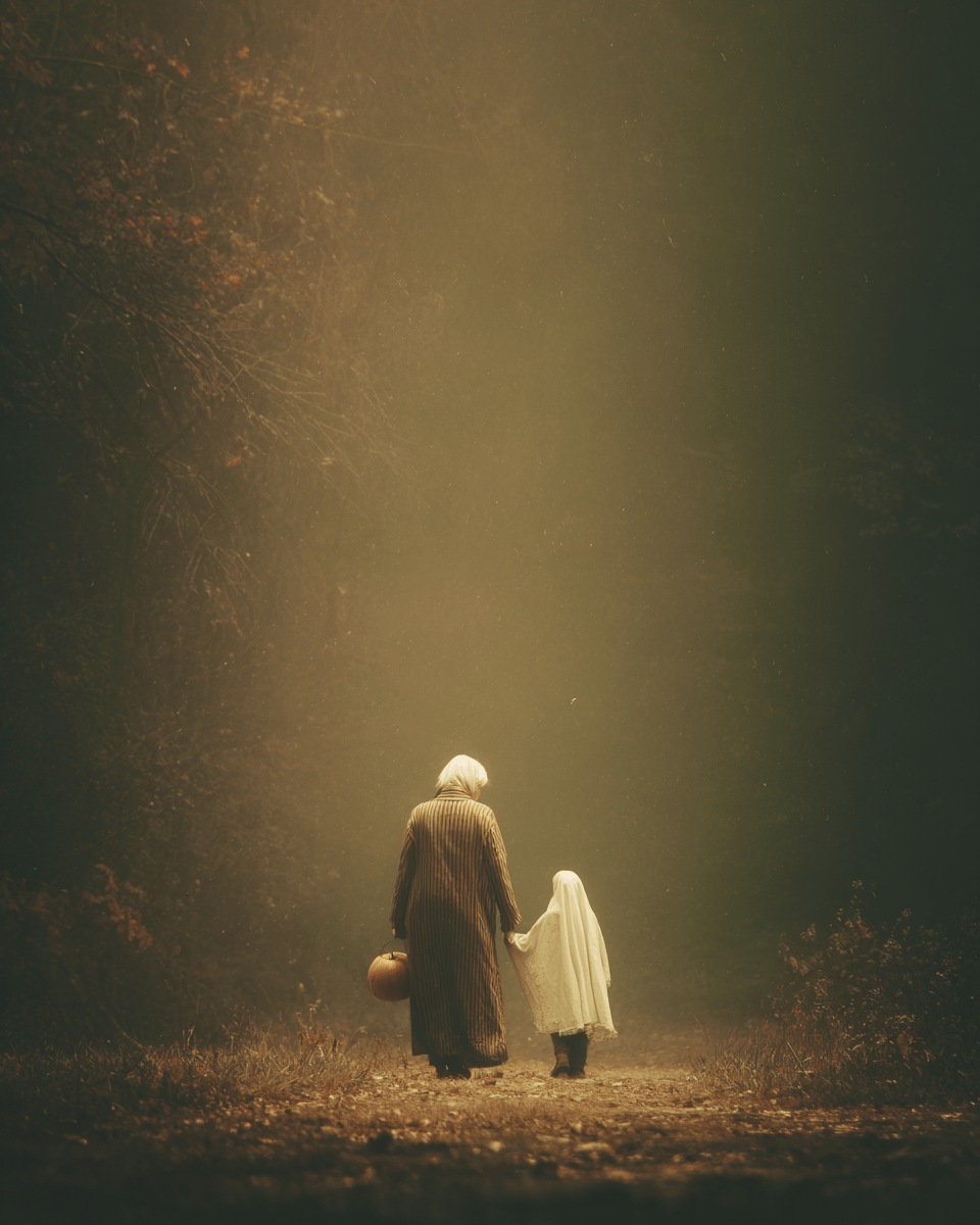 Trick or Treating Grandmother with Grandkid