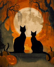 Two Black Cats Waiting