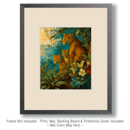 Vintage Jaguar Mom with Cubs Art