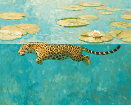 Jaguar Swimming Underwater