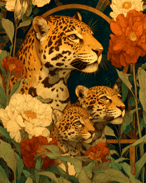Nouveau Jaguar Mom with Cubs