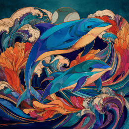 Art Nouveau Dolphin art print