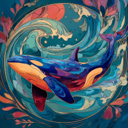 Art Nouveau Orca Whale art print