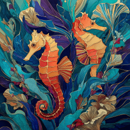 Art Nouveau Seahorses art print