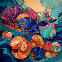 Art Nouveau Seashells art print