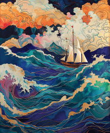 Art Nouveau SailBoat art print