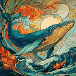 Art Nouveau Whale art print