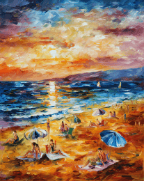 Impressionism Beach at Sunset art print