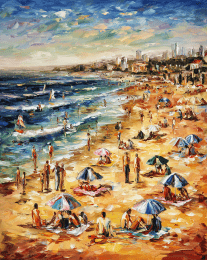Impressionism Busy City Beach art print