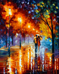 Impressionism Romantic Walk in the Rain art print