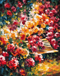 Impressionism Rose Garden with Bench art print